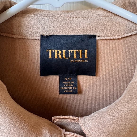 Truth Neutral/Tan Faux Leather Buttoned down Jacket Small - Picture 7 of 11